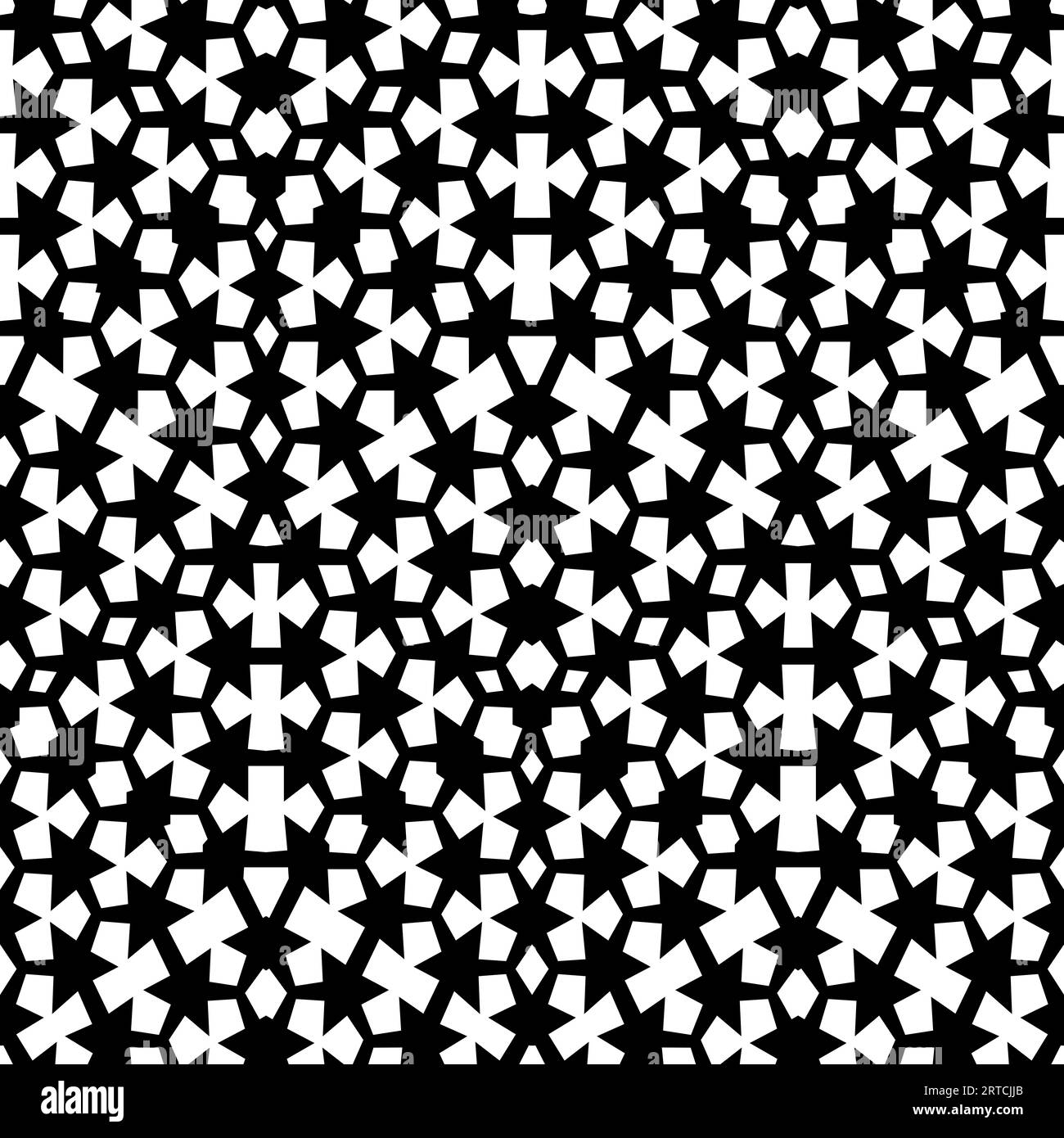 Seamless pattern with geometric motifs in black and white Stock Photo