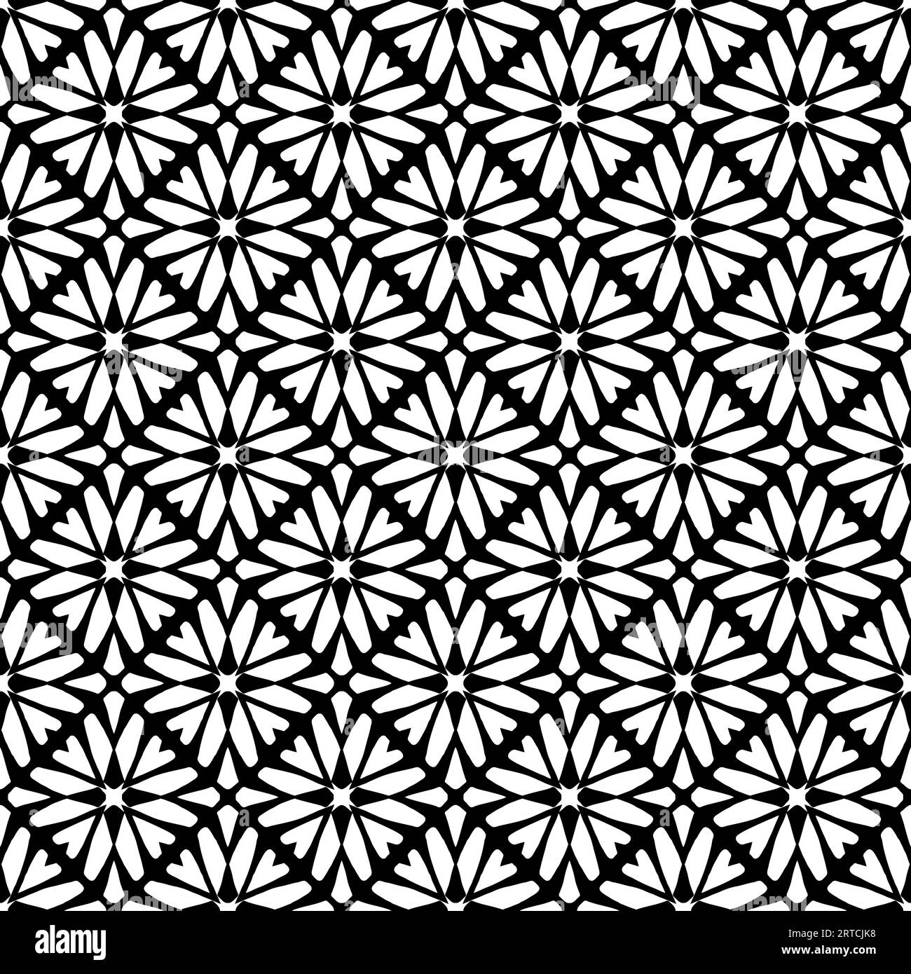 Seamless pattern with ethnic motifs in black and white Stock Photo