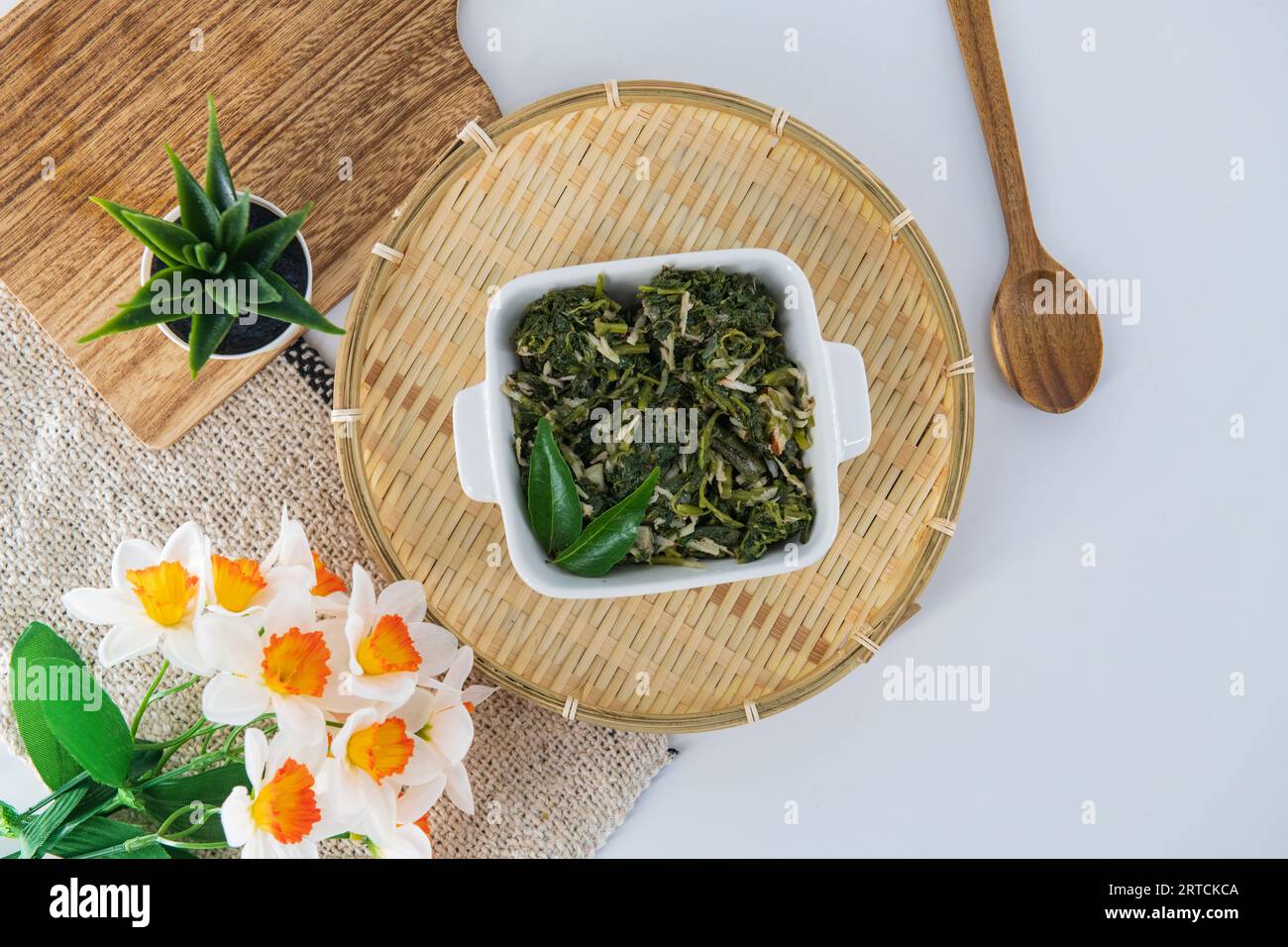 Indian traditional food spinach salad called Keerti portal or Keerai