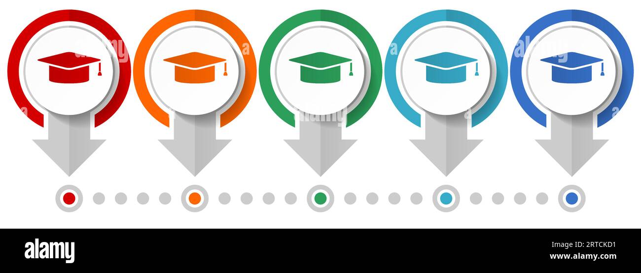 Education, graduation vector icon set, flat design infographic template ...
