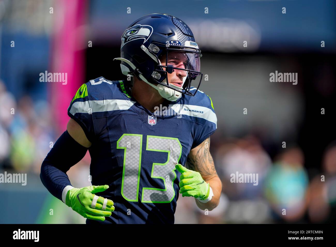 Seattle Seahawks wide receiver Laquon Treadwell (18) catches a pass and  runs against the Los Angeles Rams in an NFL football game, Sunday, Dec. 4,  2022, in Inglewood, Calif. Seahawks won 27-23. (