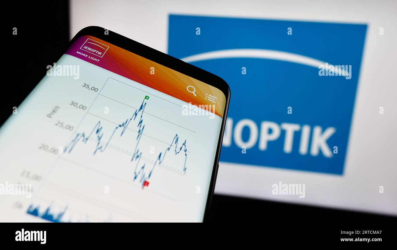 Smartphone with website of German photonics company Jenoptik AG on