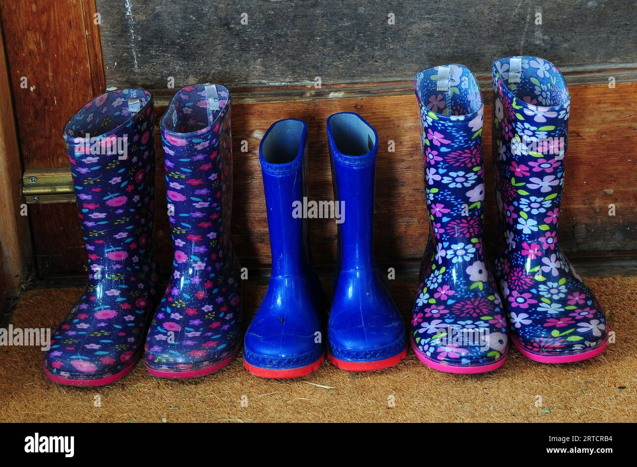 kids wellington boots (two prints available) – beo... Children's wellington boots of various sizes Stock Photo - Alamy