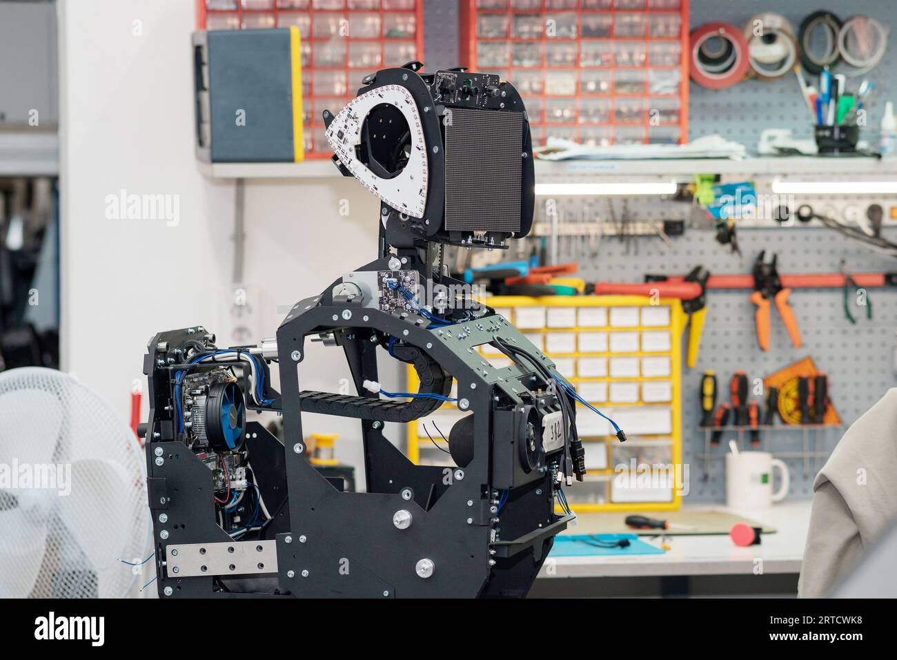 Perm, Russia - July 13, 2023: humanoid robot in the process of assembly ...