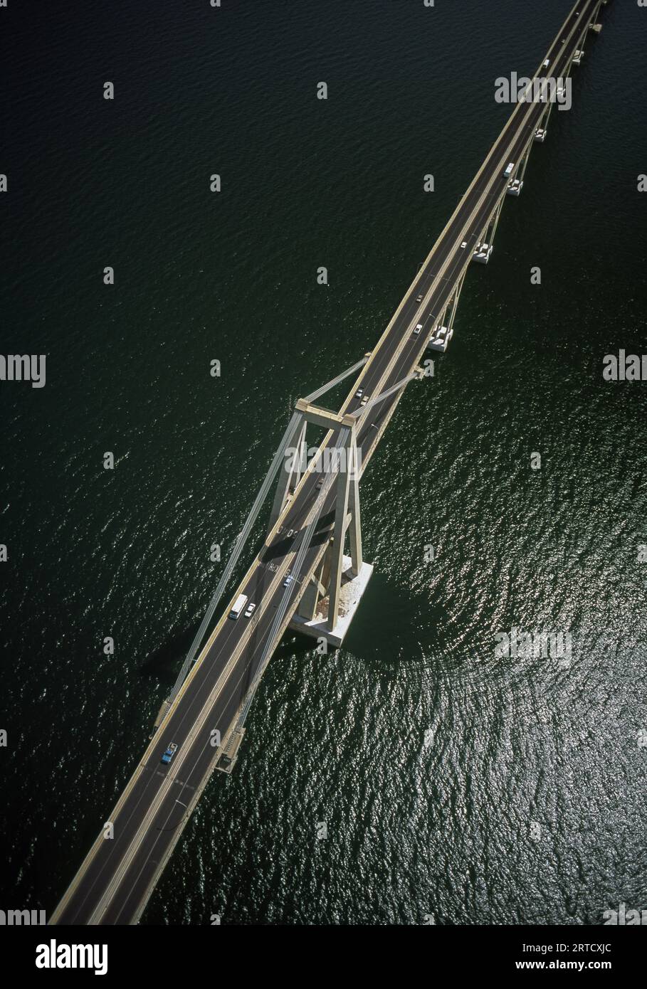 Aerial view of the Rafael Urdaneta bridge over the lake of Maracaibo, Zulia State, Venezuela Stock Photo