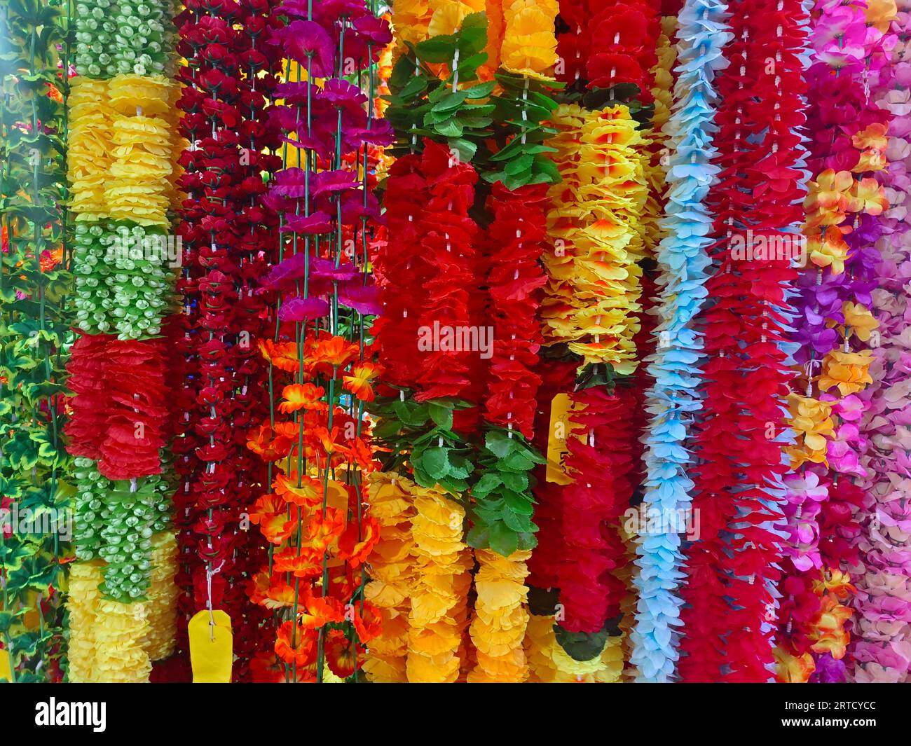 Multicolour artificial flowers used for Diwali festival decoration