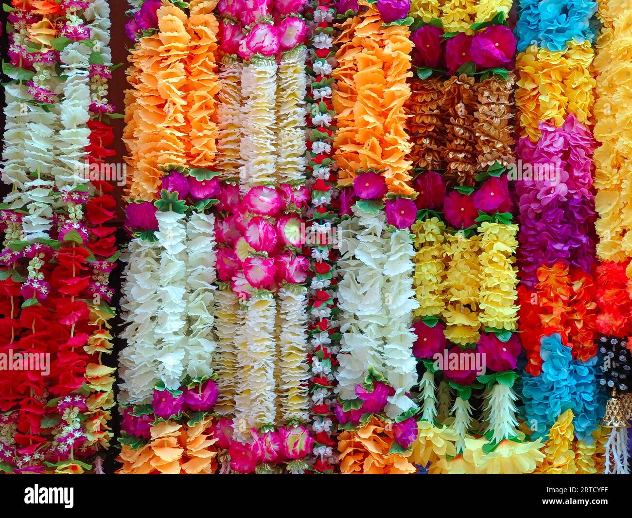 Multicolour artificial flowers used for Diwali festival decoration