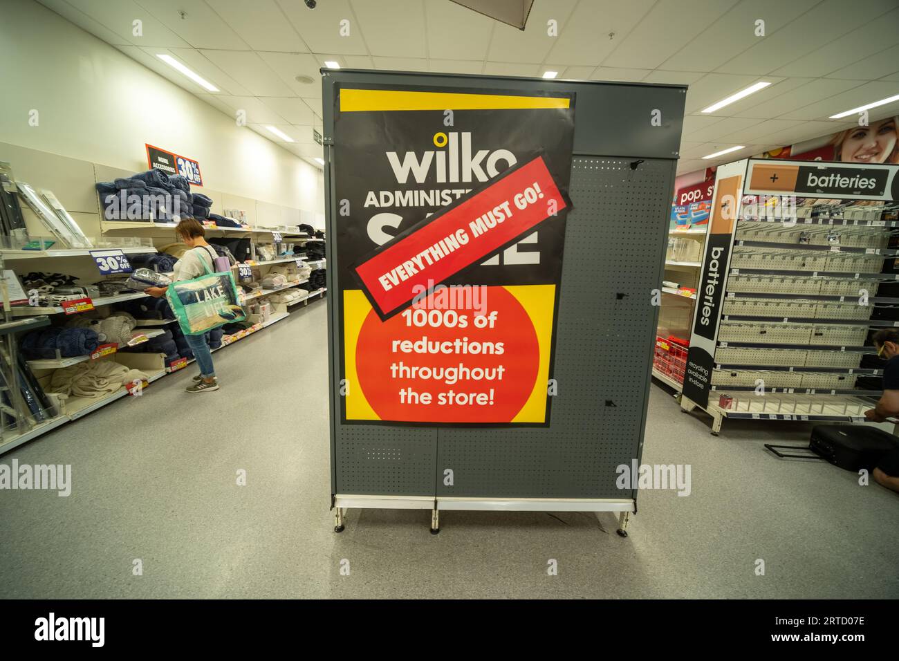 LONDON September 12, 2023 Wilko's store closing down sign in