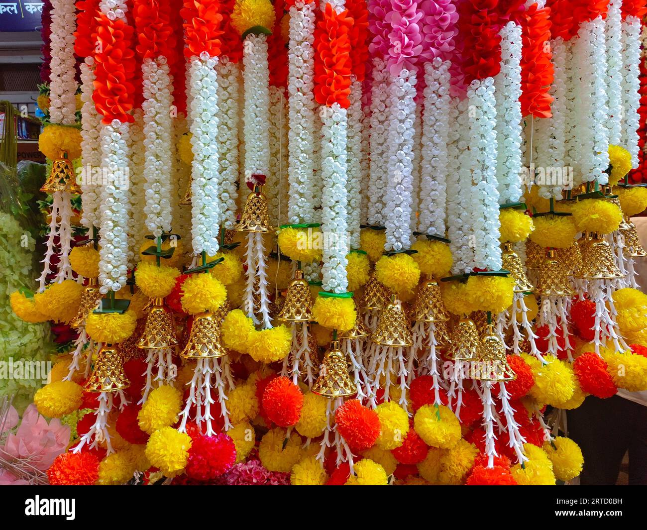 Multicolour artificial flowers used for Diwali festival decoration