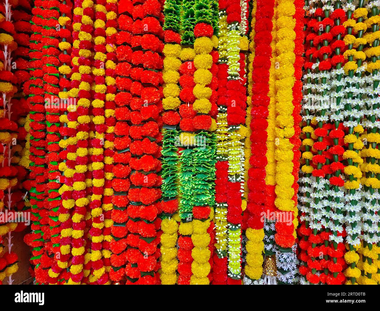 Multicolour artificial flowers used for Diwali festival decoration ...