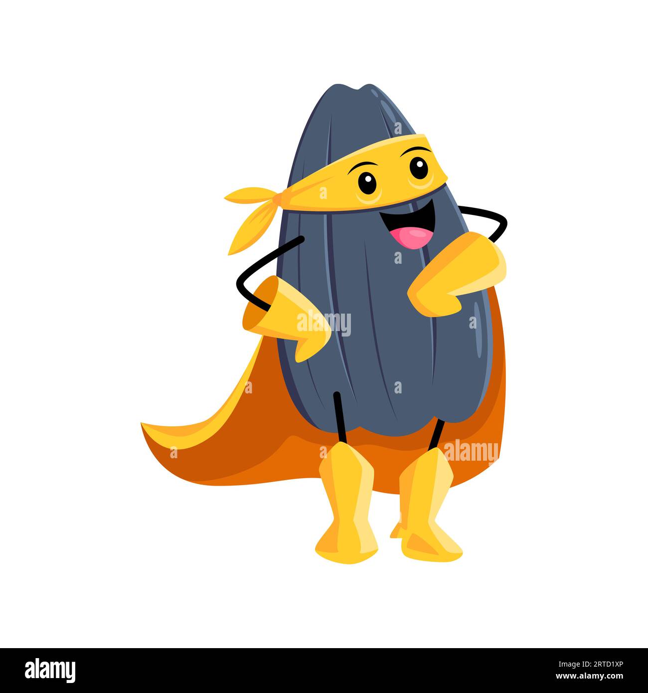 Seed Vector Smiling Cartoon sunflower seed superhero character. Super hero plant food ...