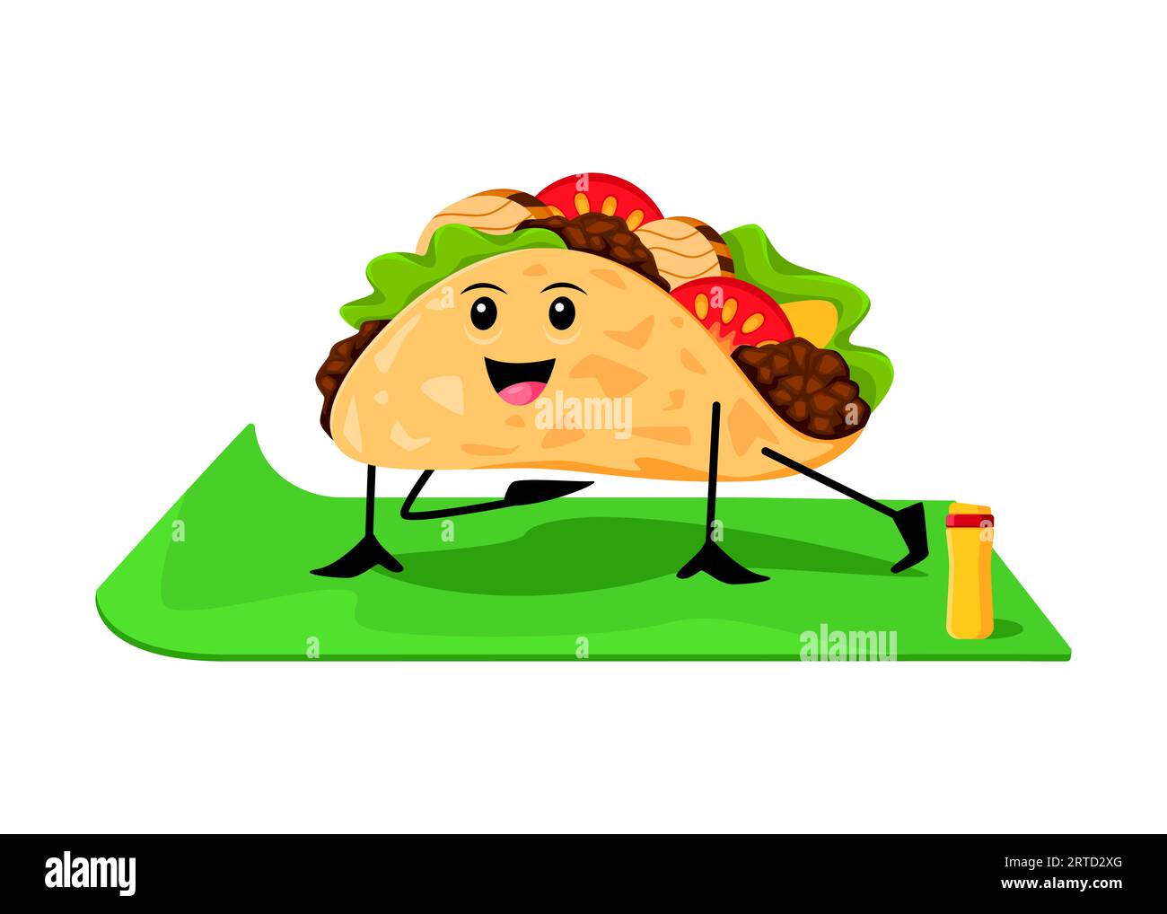 I spy game, cartoon fast food characters on yoga fitness, vector kids