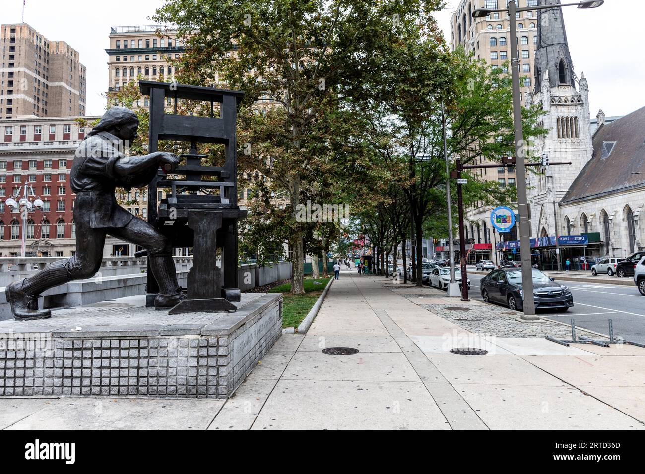 Benjamin Franklin, Craftsman sculpture in Philadelphia, Pennsylvania, United States Stock Photo