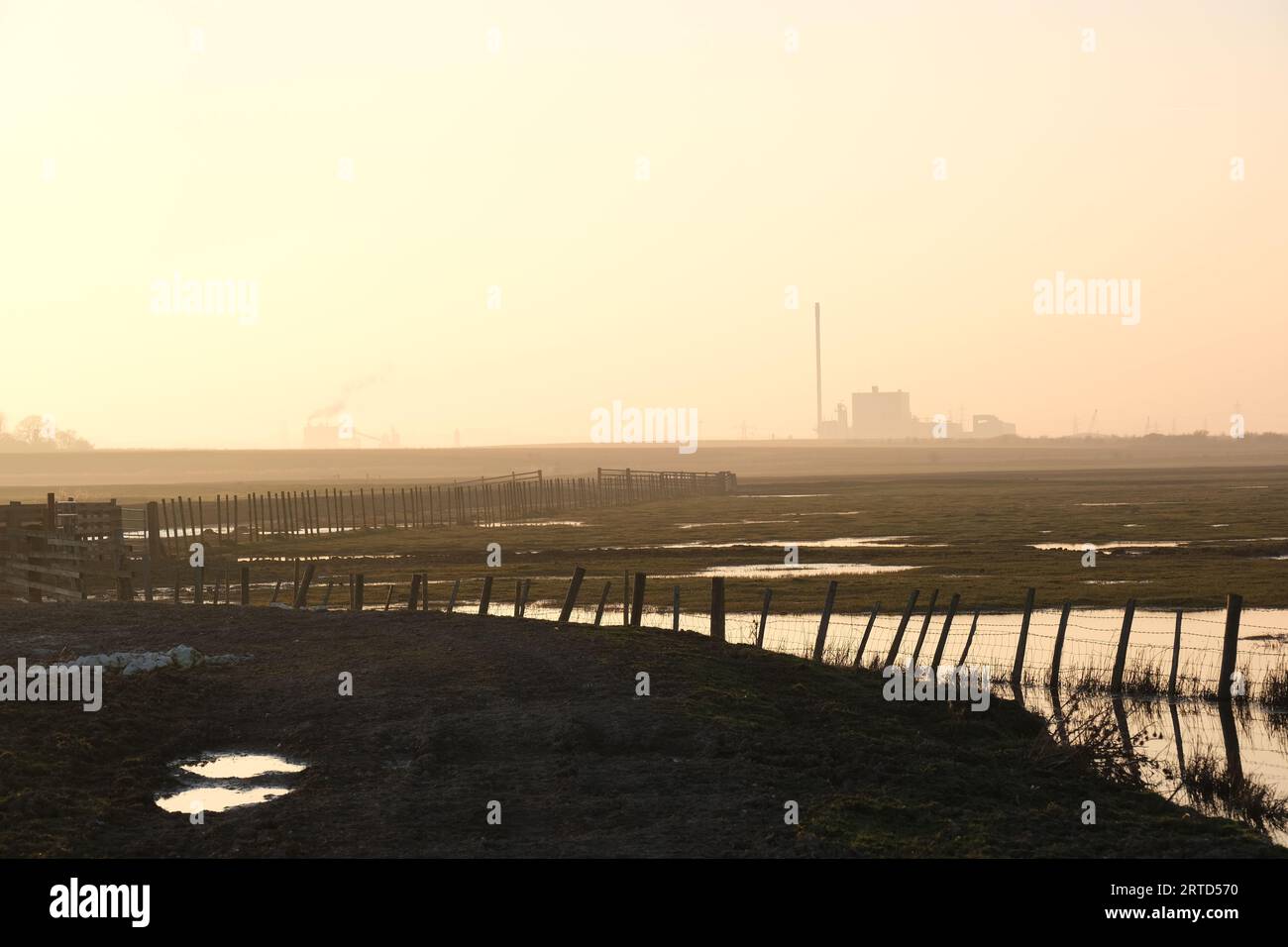 Elmley Cement Works with marshland in the foreground, Elmley, Isle of
