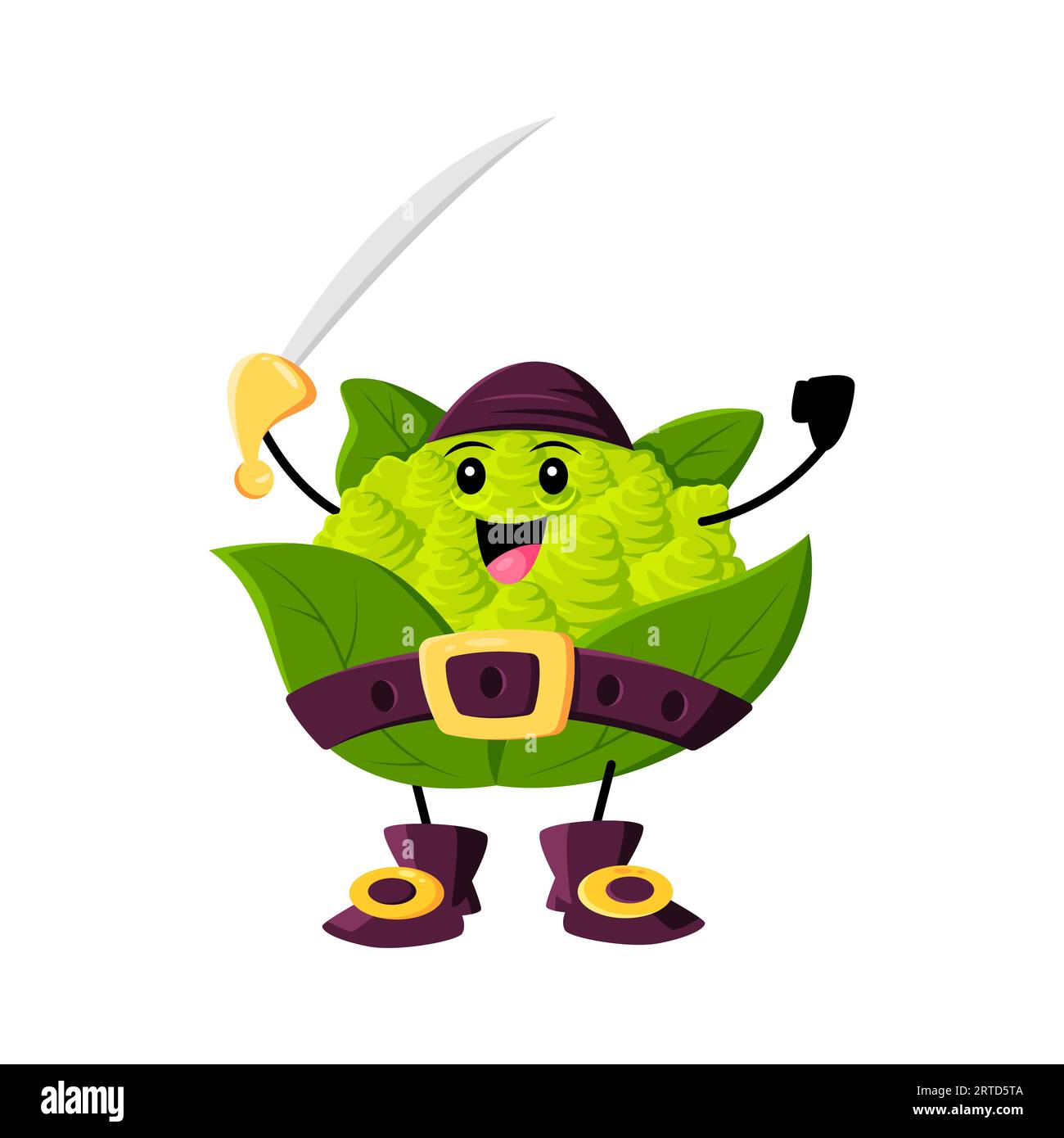 Cartoon romanesco cabbage pirate and corsair vegetable character ...