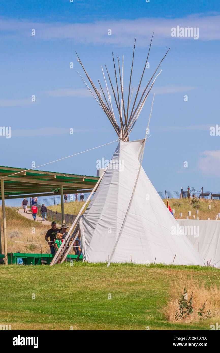 Teepee at Little Bighorn Battlefield National Monument in Montana. Stock Photo