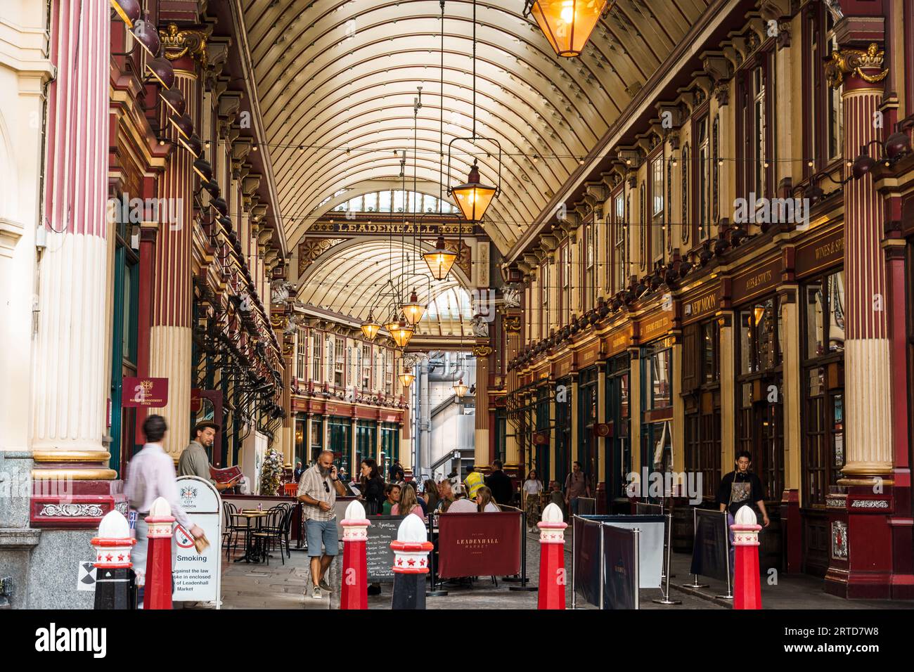 London, UK - August 25, 2023: Interior view of the famous Leadenhall Market in the City of London. It is one of the oldest markets in London Stock Photo