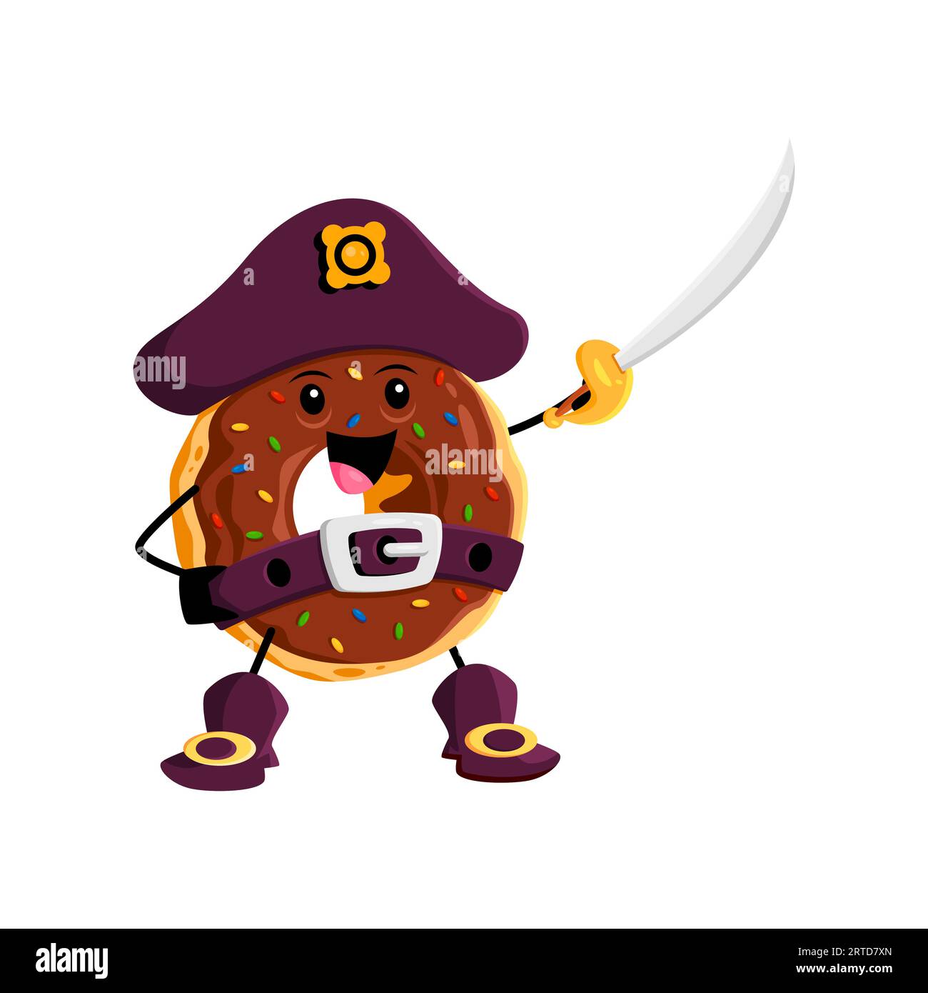 Cartoon italian pasta pirate sailor shooting guns - vector image