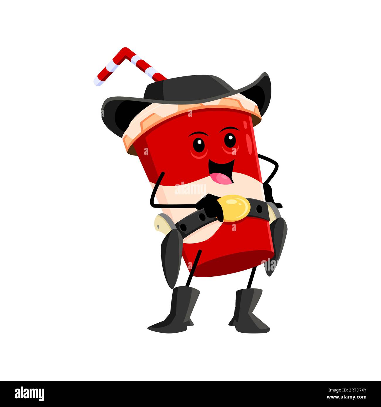 Cartoon fast food soda cowboy, sheriff character. Takeaway cafe sweet