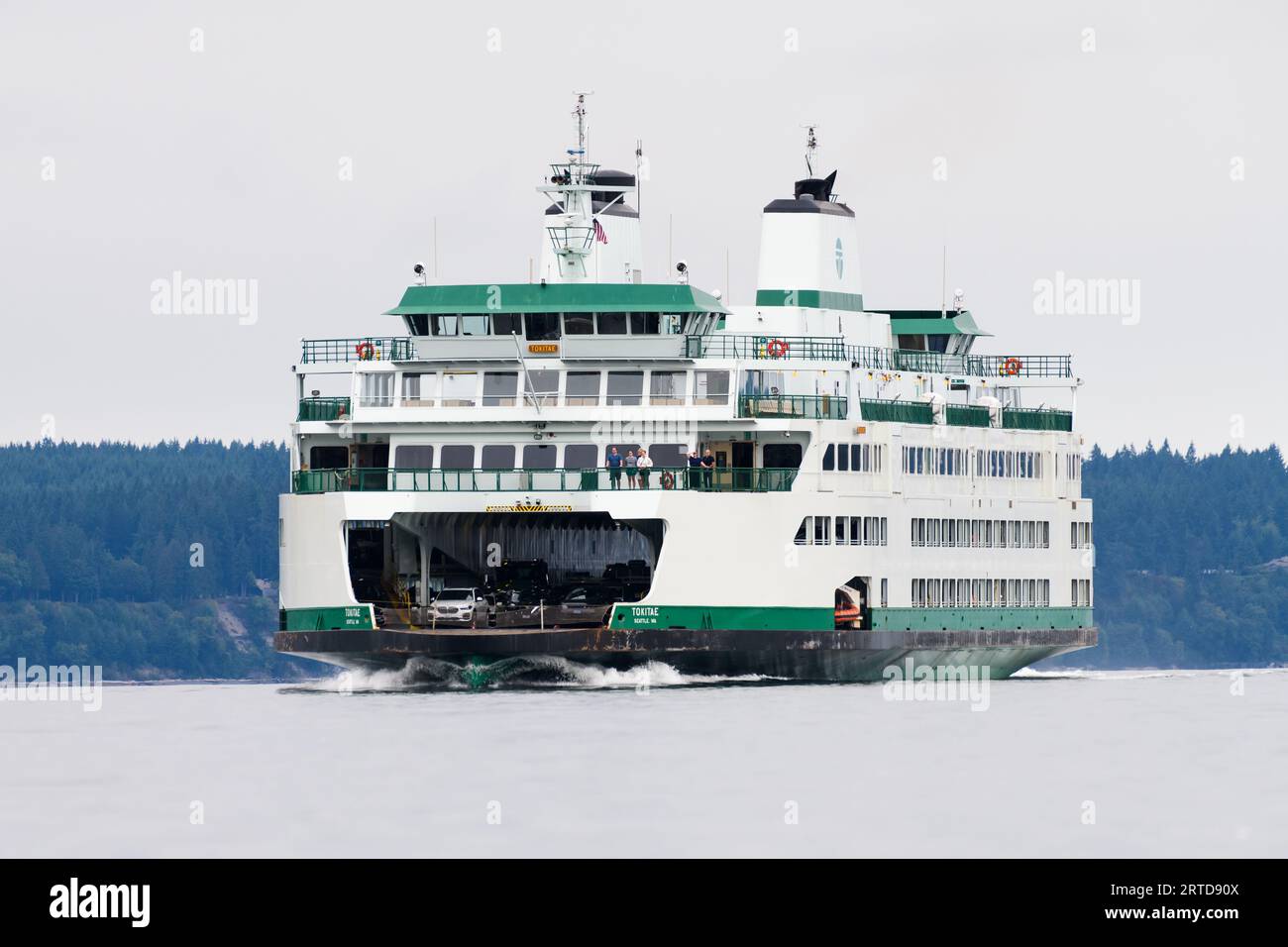 Mukilteo, WA, USA September 11, 2023; Washington State Ferry Tokitae with car and passenger