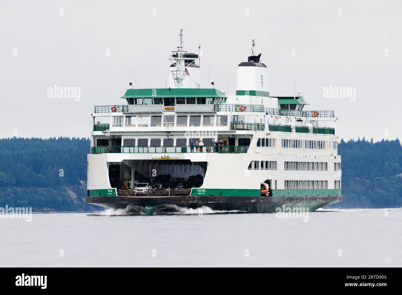 Mukilteo, WA, USA - September 11, 2023; Washington State Ferry Tokitae with car and passenger service on calm water Stock Photo