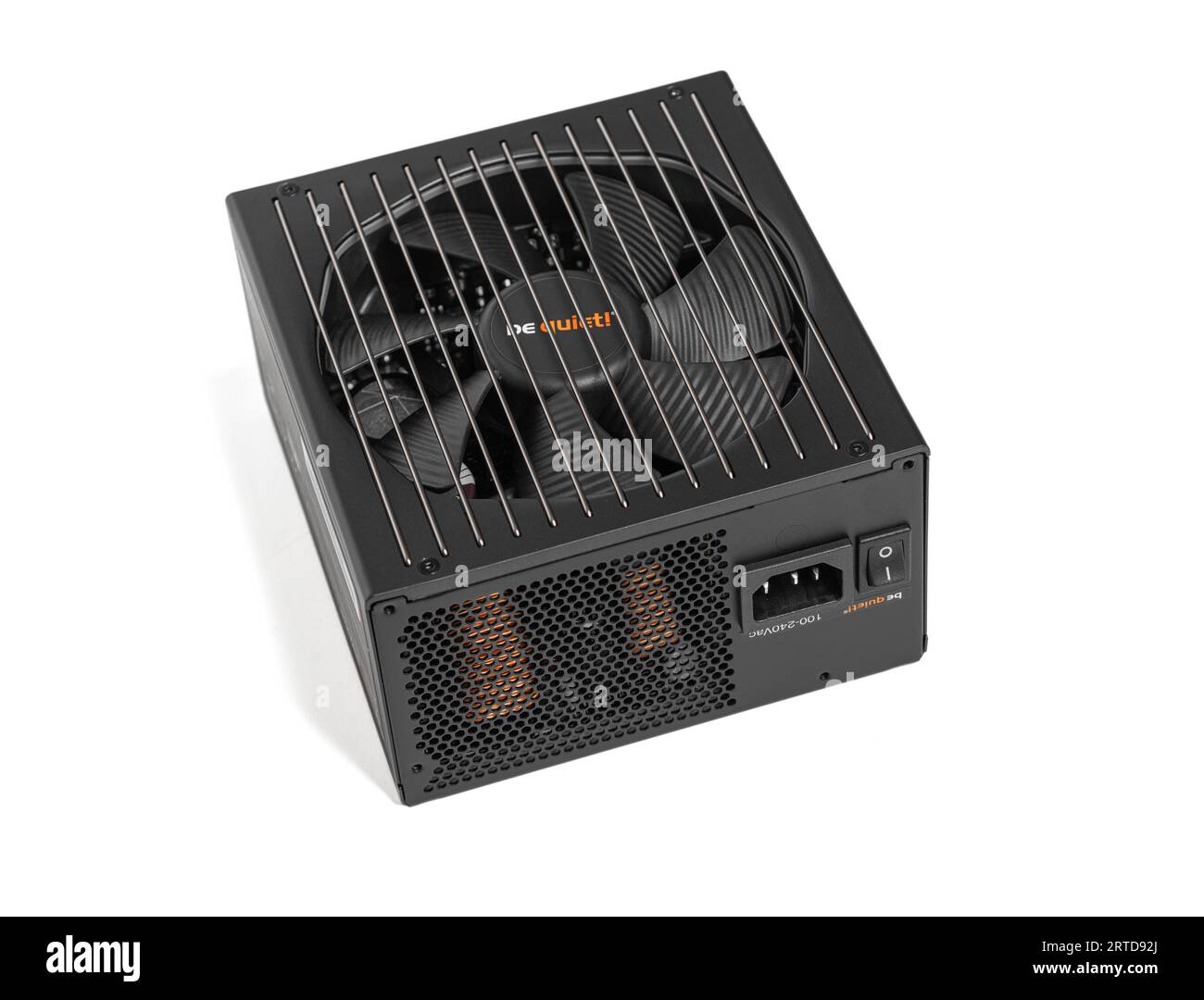 Be Quiet 1000 watt power supply on a white background. Studio photo