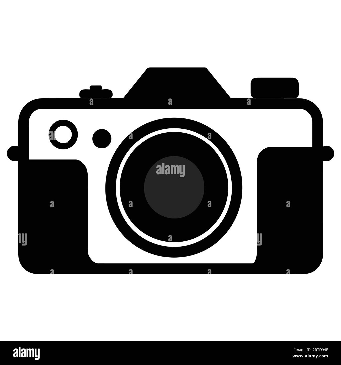 Black and white camera icon flat vector Stock Vector