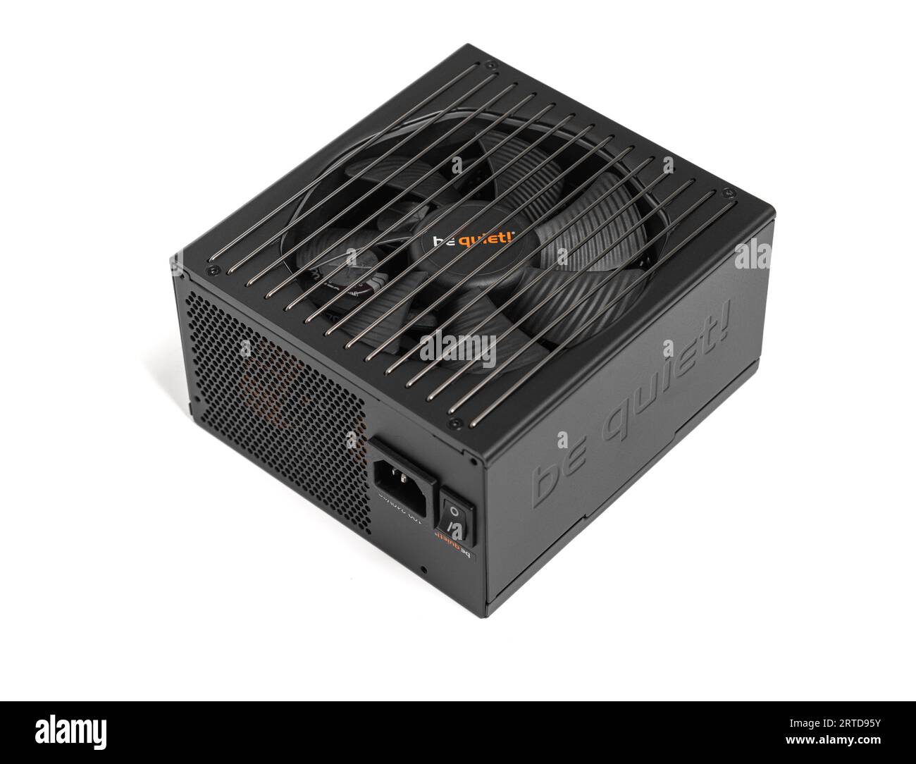 Be Quiet 1000 watt power supply on a white background. Studio photo