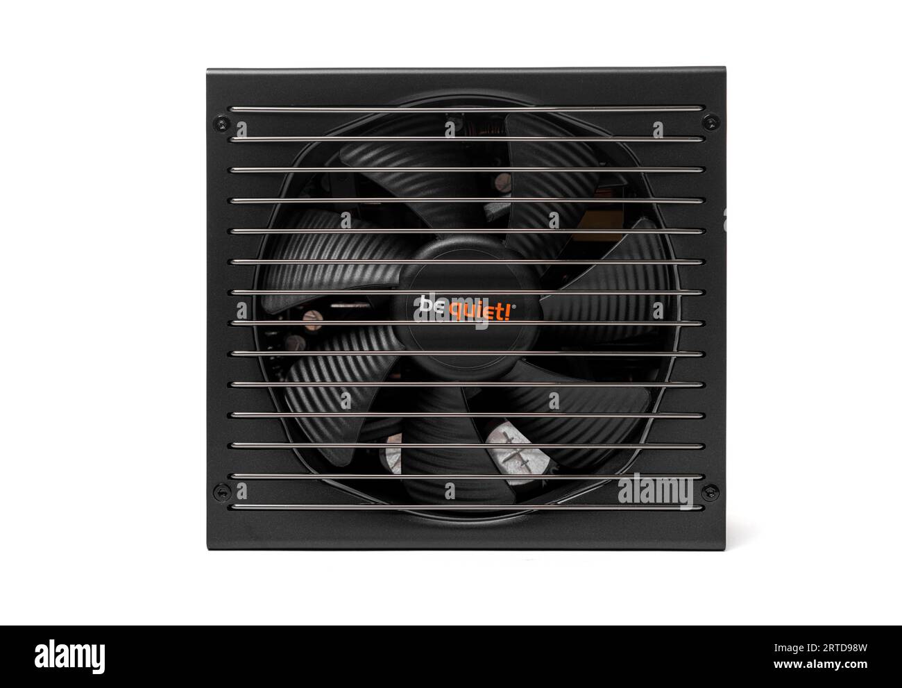 Be Quiet 1000 watt power supply on a white background. Studio photo