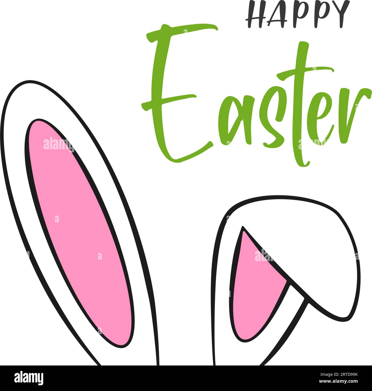 Happy Easter lettering with bunny ears Stock Vector