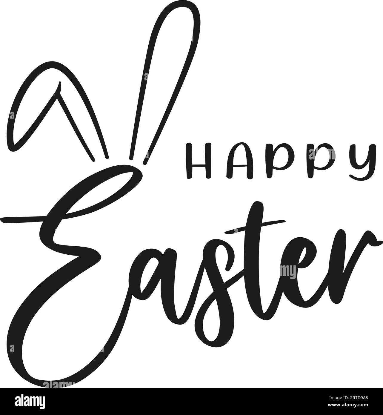 Happy Easter lettering with bunny ears Stock Vector