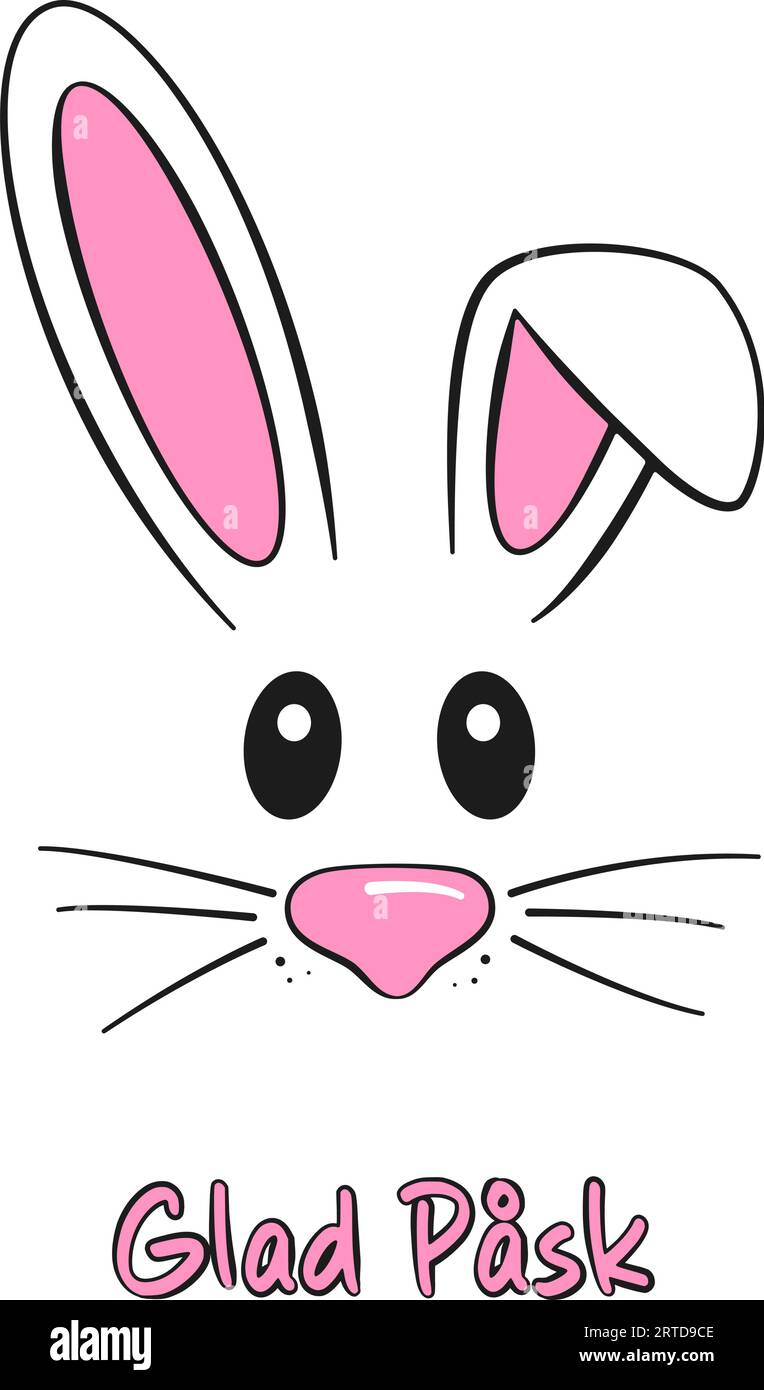 Happy Easter lettering in Swedish and bunny Stock Vector