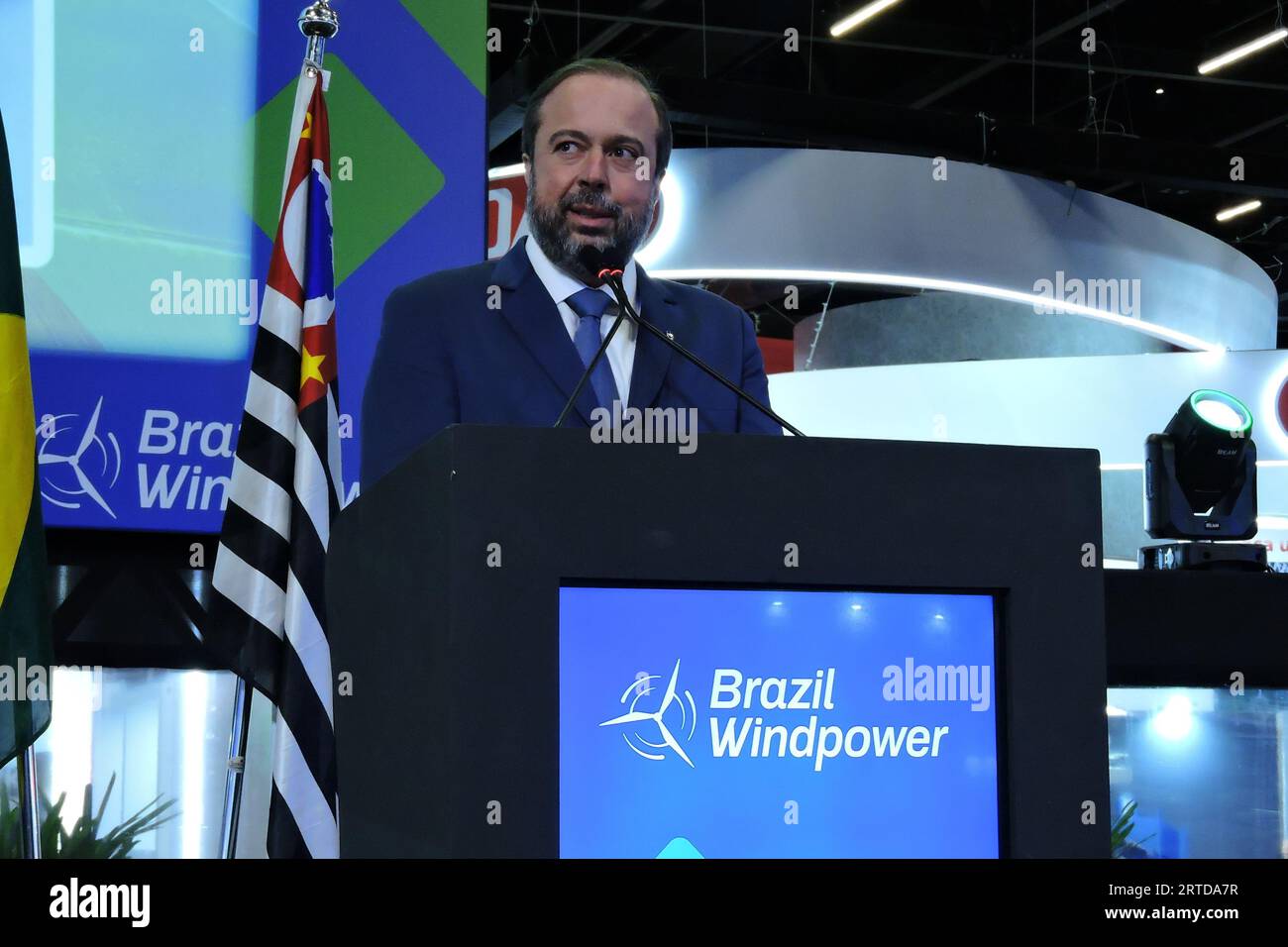 Sao Paulo, Sao Paulo, Brasil. 12th Sep, 2023. Sao Paulo (SP), 09/12/2023 - SAO PAULO/CONGRESSO/BRAZIL WINDPOWER/POLITICA - The Brazil Windpower congress brings together, over 3 days, the main authorities and executives in the sector who bring to light the main issues of the wind and renewable energy sector today. The opening of the event is attended by the Minister of Mines and Energy, Alexandre Silveira, the Governor of Bahia, Jeronimo Rodrigues and the Governor of Rio Grande do Norte, Fatima Bezerra. (Foto: Leandro Chemalle/Thenews2/Zumapress) (Credit Image: © Leandro Chemalle/TheNEWS2 v Stock Photo