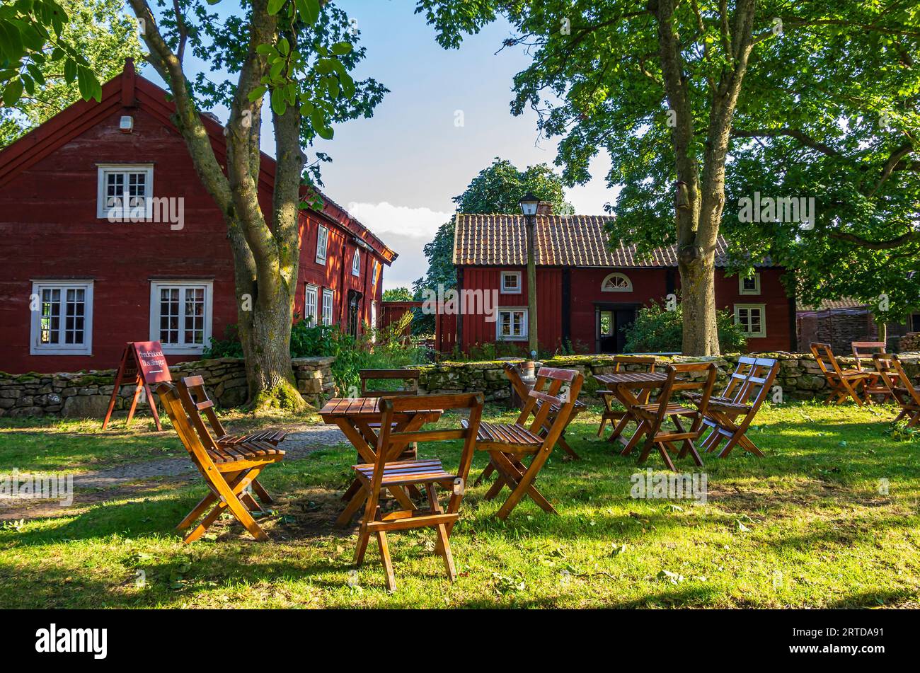 Historical homestead and coffee shop in the open-air museum of Himmelsberga (Olands Museum Himmelsberga), Oland, Kalmar county, Sweden. Stock Photo