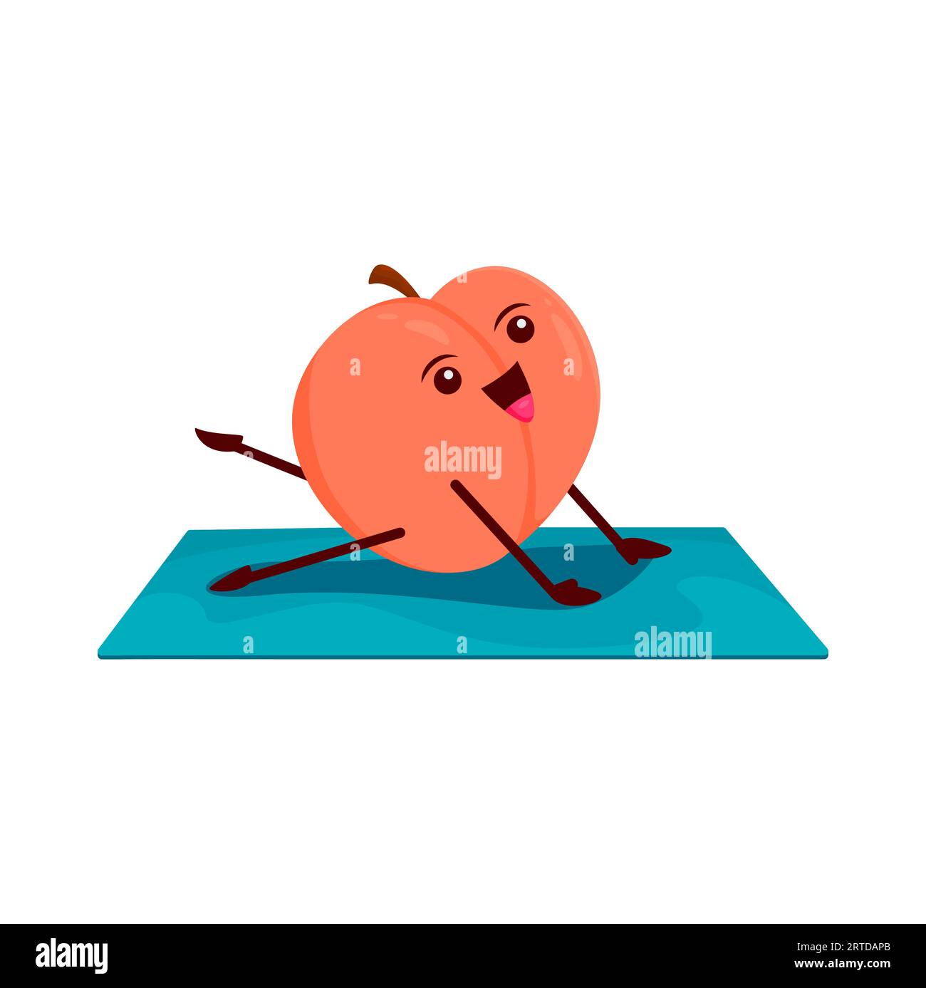 Cartoon peach fruit character on yoga or pilates fitness sport. Vector ...