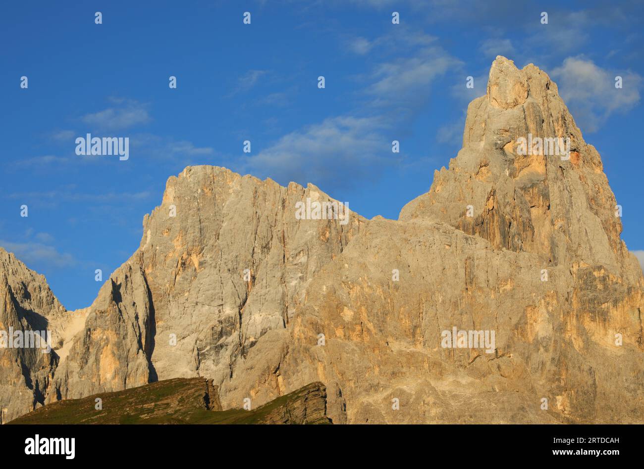 rocky peak of Italian dolomites called CIMON DELLA PALA in Northern Italy Stock Photo