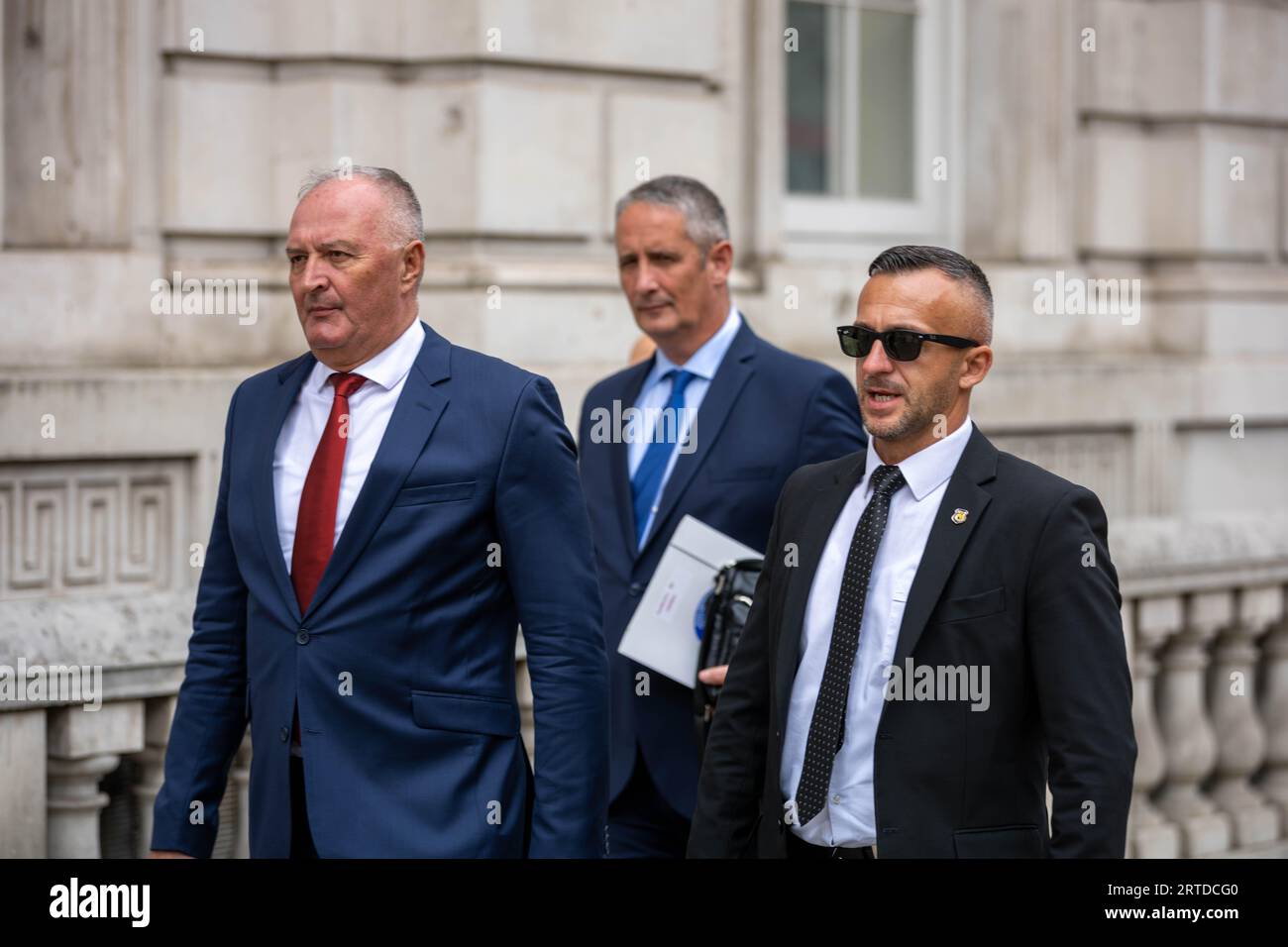 London, UK. 12th Sep, 2023. Zukan Helez Minister of Défense of Bosnia and Herzegovina (red tie) in Whitehall during his visit to the UK Ministry of Defence Credit: Ian Davidson/Alamy Live News Stock Photo