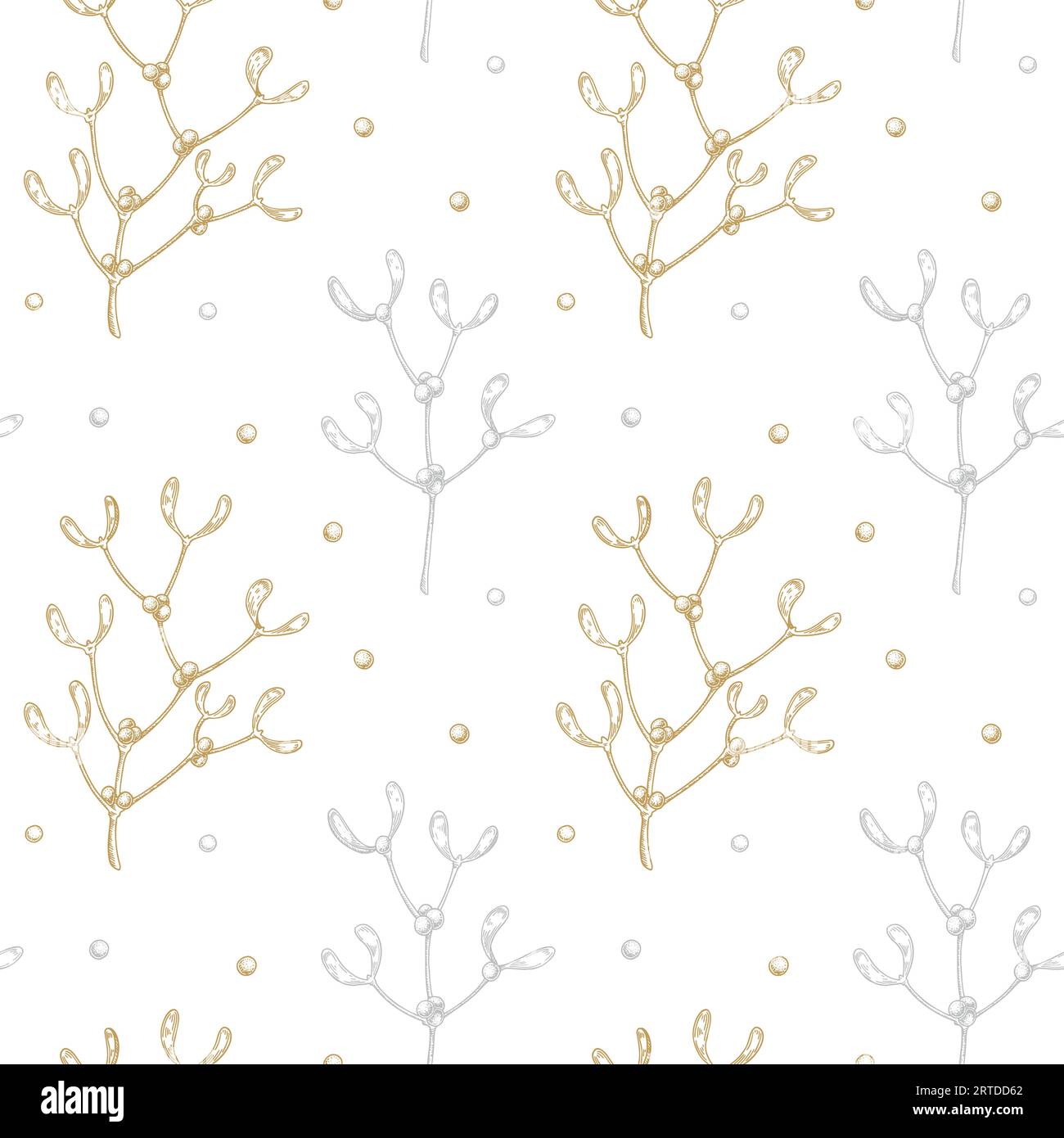 Merry Christmas and Happy New Year mistletoe seamless pattern. Vector ...