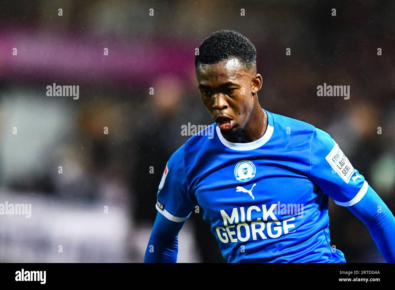 Zak Sturge (15 Peterborough United) during the EFL Trophy match between Peterborough and Cambridge United at London Road, Peterborough on Tuesday 12th September 2023. (Photo: Kevin Hodgson | MI News) Credit: MI News & Sport /Alamy Live News Stock Photo