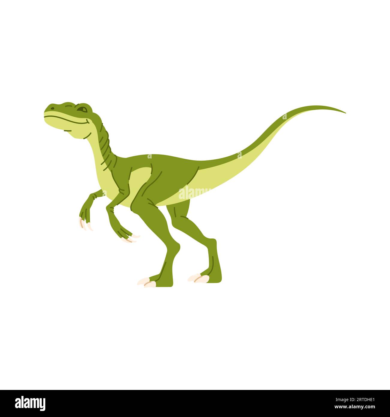Tyrannosaurus T-rex isolated green cartoon dinosaur. Vector dino T-rex, theropod extinct animal, theropod dinosaur, tyrant lizard personage Stock Vector