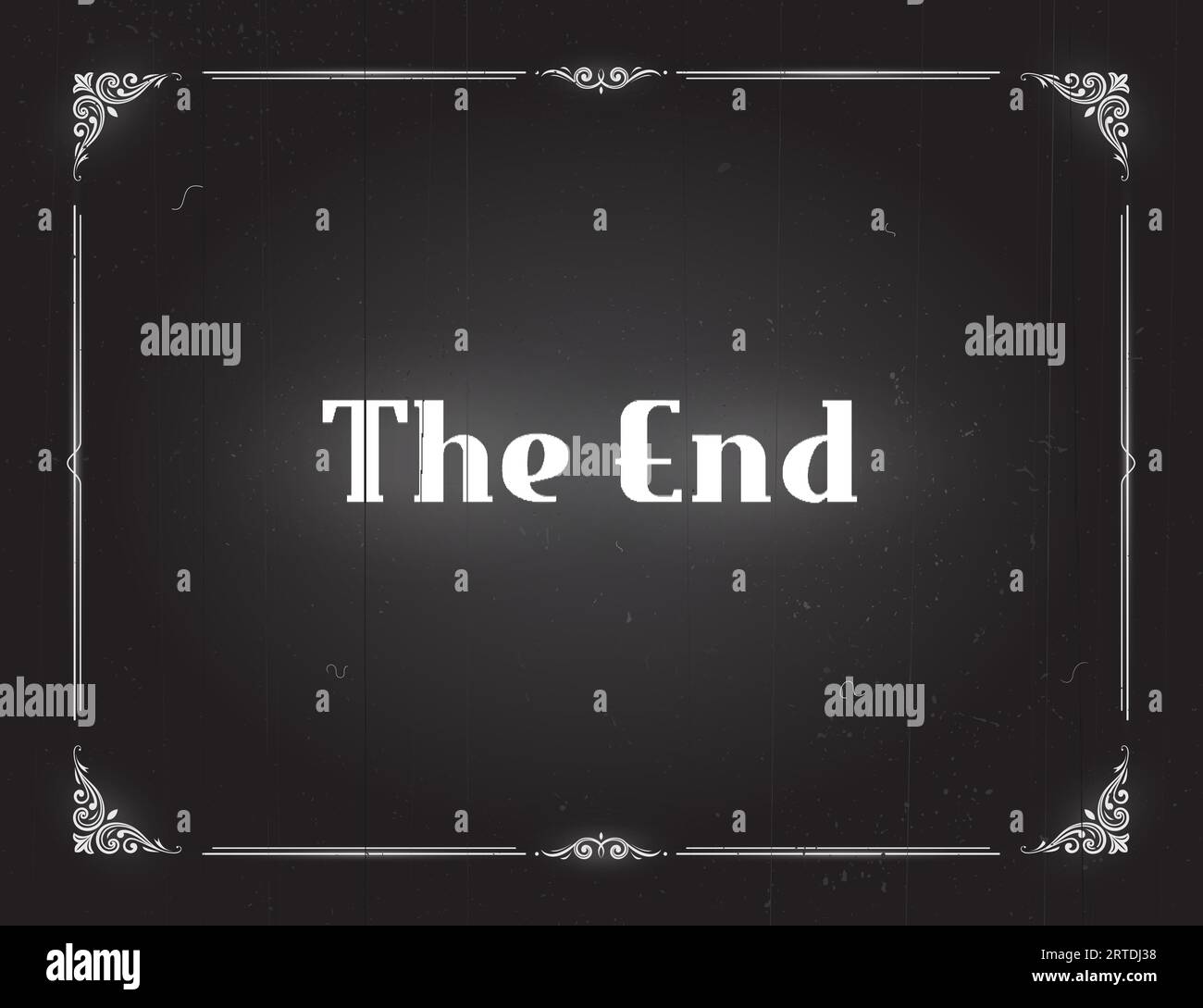 Film end screen with borders, vintage silent movie cinema background