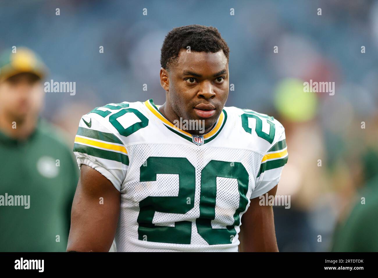 Green Bay Packers safety Rudy Ford (20) walks off the field after