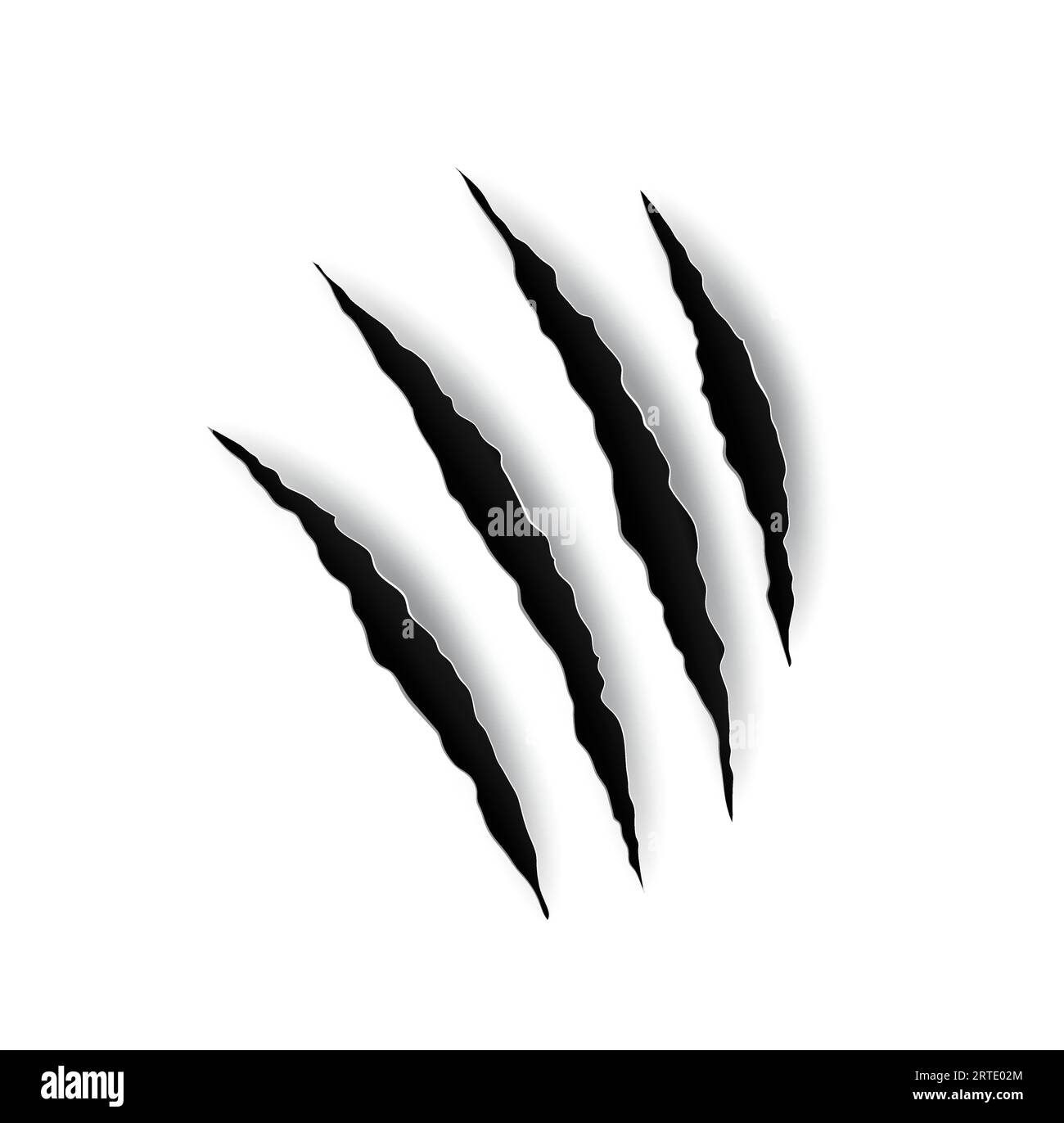 Beast claw marl scratches, tiger or animal paw nails marks, vector. Wild cat or lion and bear claw slashes, monster beast or werewolf attack paw scratches and shred traces, torn paper background Stock Vector