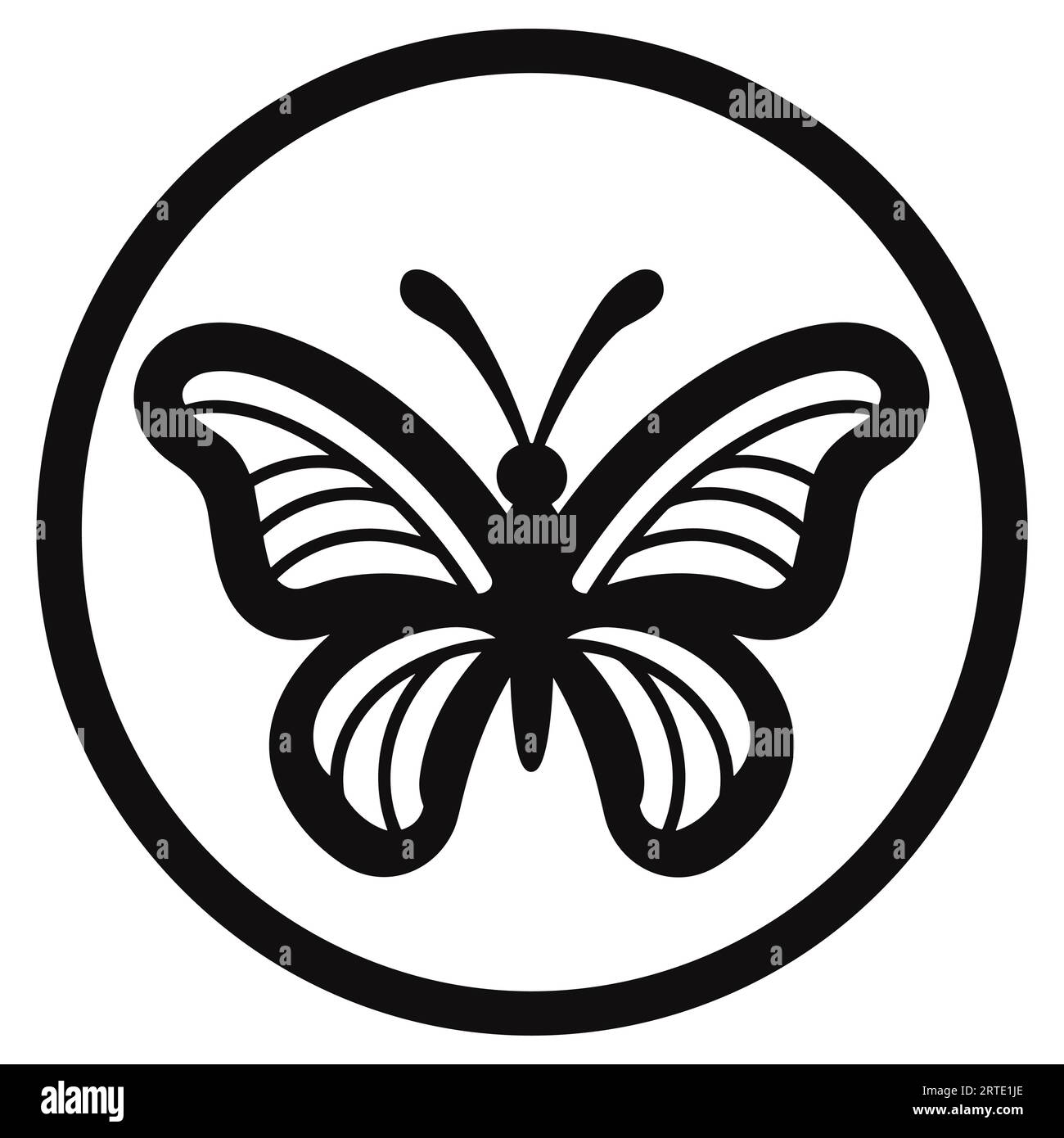 Line butterfly icon button isolated white background Stock Vector Image ...