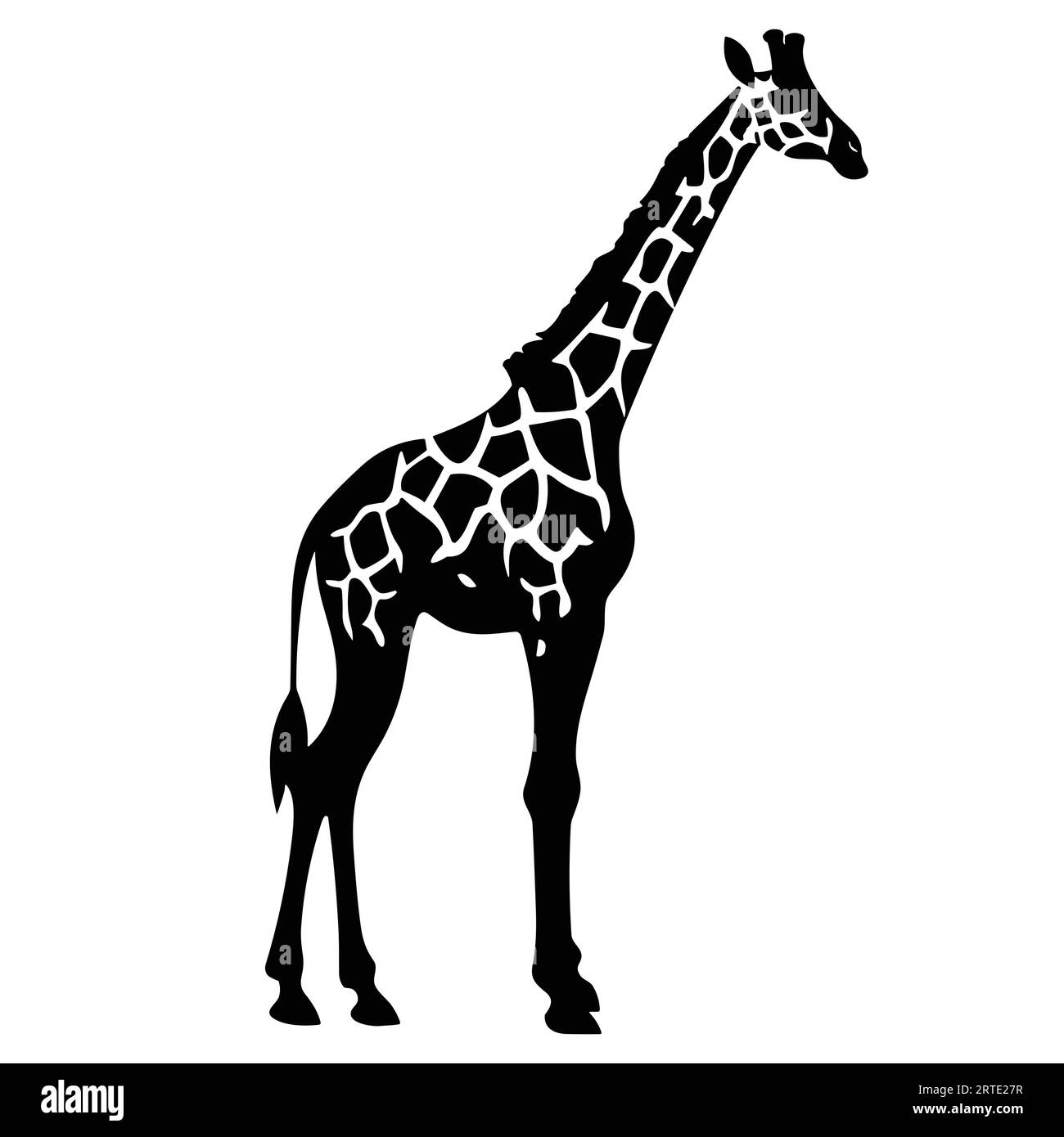 Black silhouette of a giraffe isolated Stock Vector