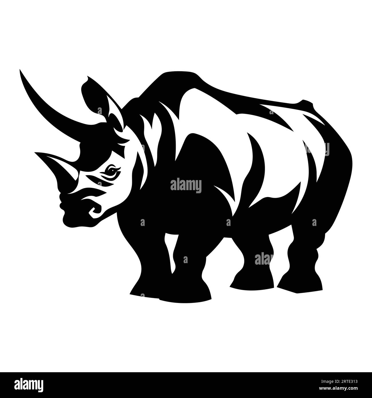 Rhino silhouette simple vector flat design Stock Vector