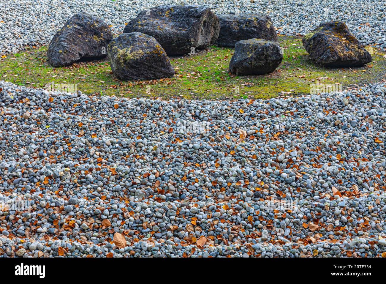 Zen stone sculpture in the stone garden of VanDusen Gardens in