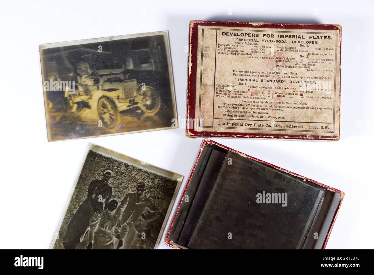 vintage box of old photographic glass negatives by imperial plates ...