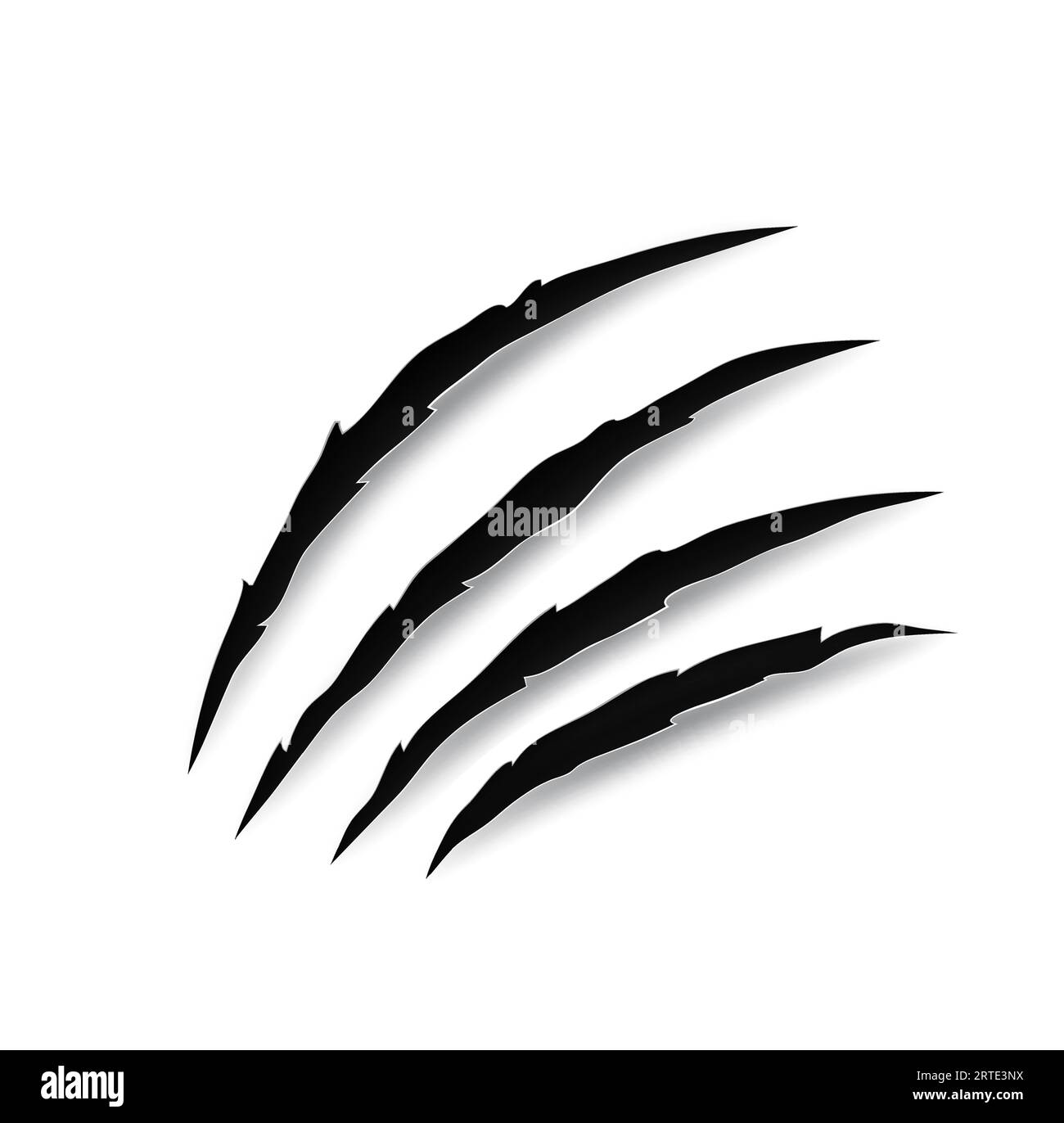 Monster claw mark scratches, predator realistic nail trails. Vector traces of wild animal. Tiger, bear or cat paws talon rips or sherds. Lion, dragon or beast breaks, 3d marks on white background Stock Vector