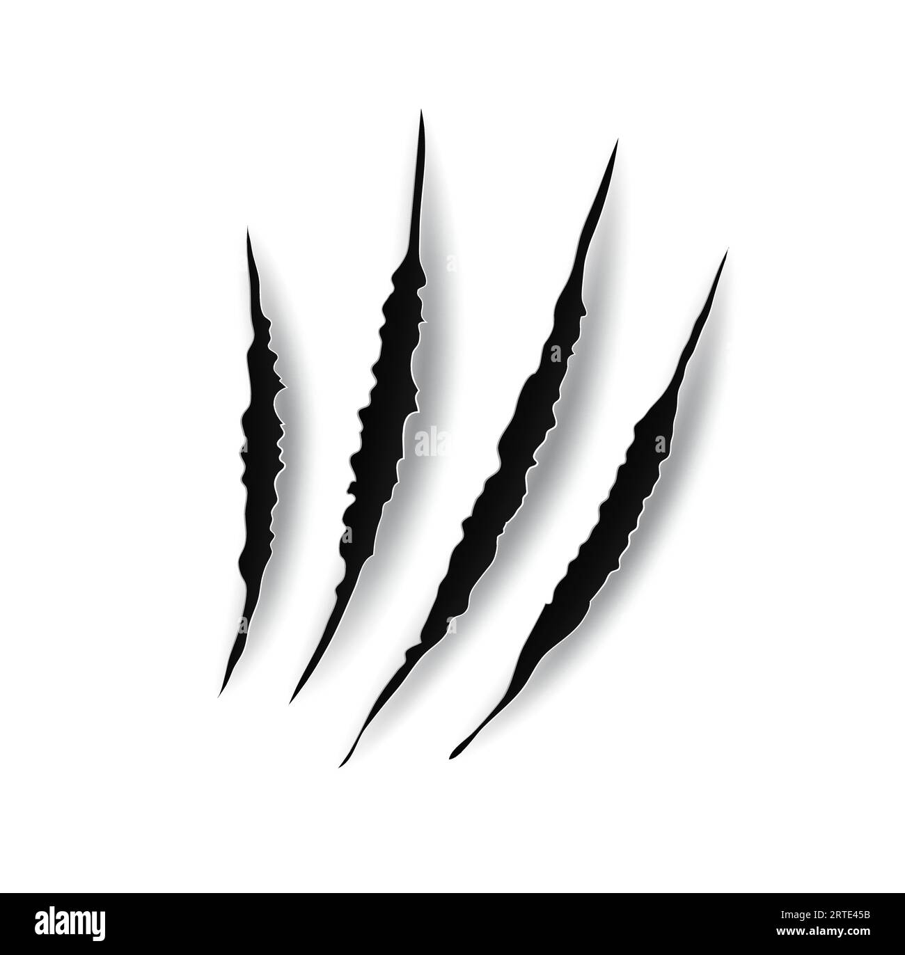 Monster claw mark scratches, predator nails vector trail. Wild animal